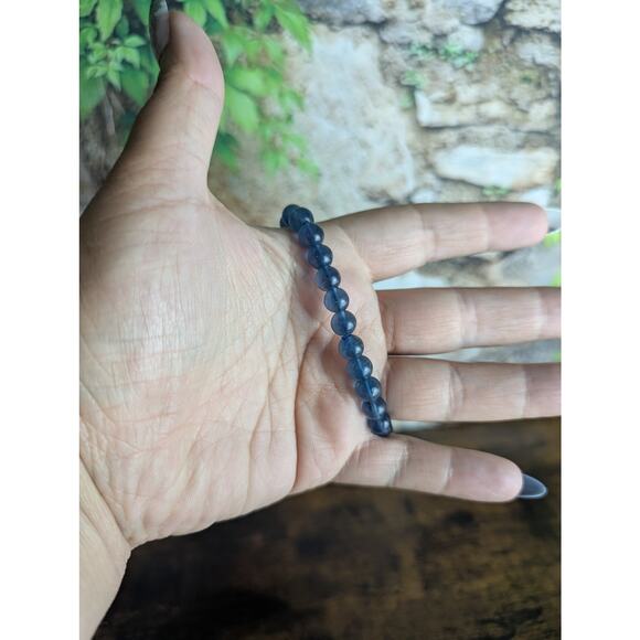 Dark Blue Fluorite Crystal beaded bracelet witch crystal Goth dark romantic fae - Picture 2 of 3